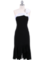 6264 Black White One Shoulder Cocktail Dress - Black White, Front View Thumbnail