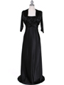 6265 Black Sequins Evening Dress with Bolero Jacket - Black, Front View Thumbnail