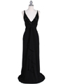 6268 Black Sequins Top Chiffon Evening Dress - Black, Front View Thumbnail