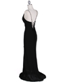 6268 Black Sequins Top Chiffon Evening Dress - Black, Back View Thumbnail