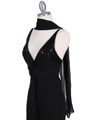 6268 Black Sequins Top Chiffon Evening Dress - Black, Alt View Thumbnail