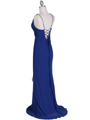 6268 Royal Blue Sequins Top Chiffon Evening Dress - Royal Blue, Back View Thumbnail