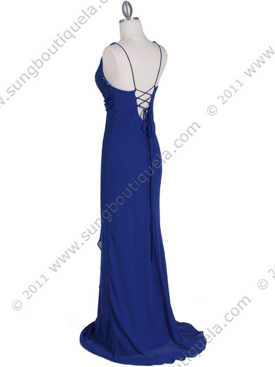6268 Royal Blue Sequins Top Chiffon Evening Dress - Royal Blue, Back View Medium