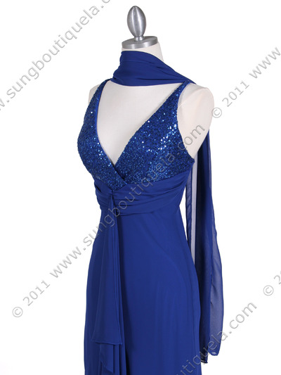 6268 Royal Blue Sequins Top Chiffon Evening Dress - Royal Blue, Alt View Medium