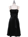 6269 Black Giltter Tea Length Dress - Black, Front View Thumbnail