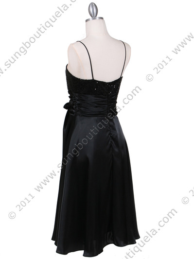 6269 Black Giltter Tea Length Dress - Black, Back View Medium