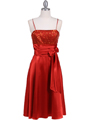 6269 Orange Giltter Tea Length Dress - Orange, Front View Thumbnail