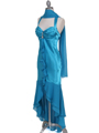 6271 Turquoise Evening Dress with Rhinestone Pin - Turquoise, Alt View Thumbnail