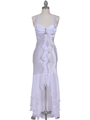 6271 White Evening Dress with Rhinestone Pin - White, Front View Thumbnail