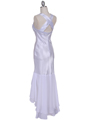 6271 White Evening Dress with Rhinestone Pin - White, Back View Thumbnail
