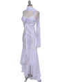 6271 White Evening Dress with Rhinestone Pin - White, Alt View Thumbnail