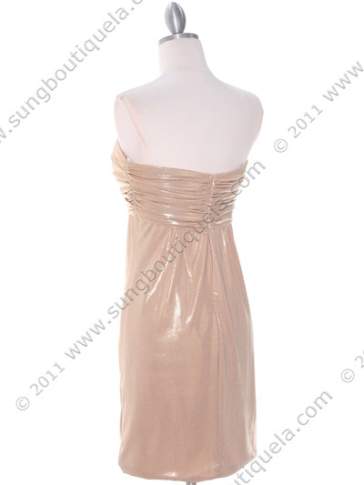 6278 Gold Shimmery Cocktail Dress - Gold, Back View Medium