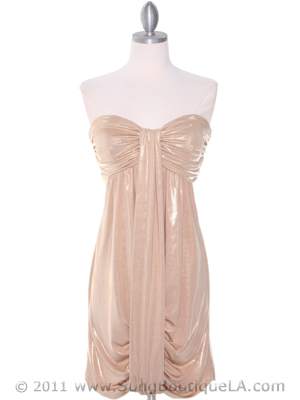 6278 Gold Shimmery Cocktail Dress, Gold