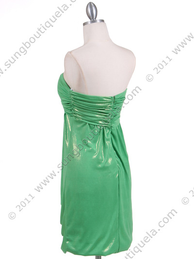 6278 Green Shimmery Cocktail Dress - Green, Back View Medium