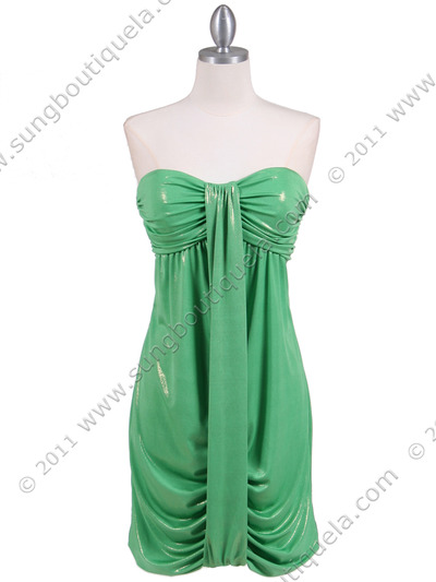 6278 Green Shimmery Cocktail Dress - Green, Front View Medium