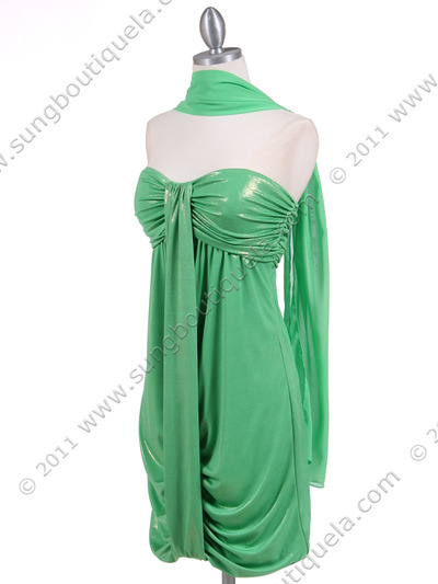 6278 Green Shimmery Cocktail Dress - Green, Alt View Medium
