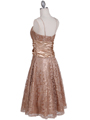 6282 Gold Lace Tea Length Dress - Gold, Back View Thumbnail