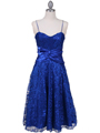 6282 Royal Blue Lace Tea Length Dress - Royal Blue, Front View Thumbnail