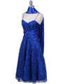 6282 Royal Blue Lace Tea Length Dress - Royal Blue, Alt View Thumbnail
