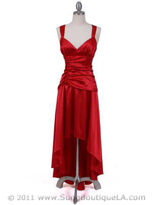 6283 Red Satin Cocktail Dress, Red