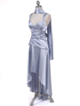 6283 Silver Satin Cocktail Dress - Silver, Alt View Thumbnail
