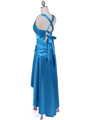 6283 Turquoise Satin Cocktail Dress - Turquoise, Back View Thumbnail