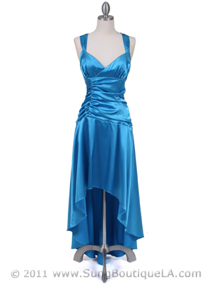 6283 Turquoise Satin Cocktail Dress, Turquoise