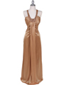 6291 Gold Embellished Evening Dress - Gold, Front View Thumbnail