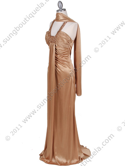 6291 Gold Embellished Evening Dress - Gold, Alt View Medium