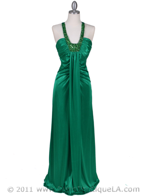 6291 Green Embellished Evening Dress, Green