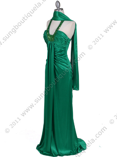6291 Green Embellished Evening Dress - Green, Alt View Medium