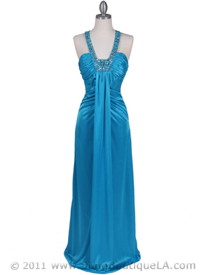 6291 Turquoise Embellished Evening Dress, Turquoise