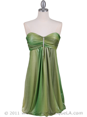 6294 Green Shimmery Cocktail Dress, Green