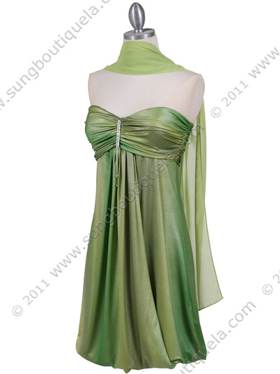 6294 Green Shimmery Cocktail Dress - Green, Alt View Medium