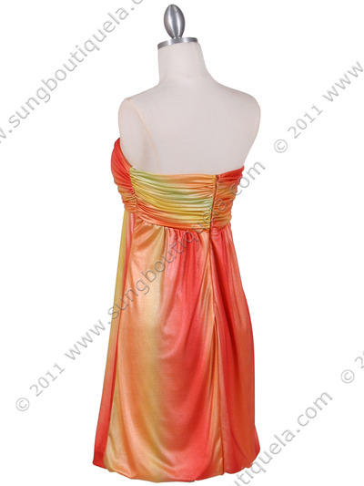 6294 Orange Shimmery Cocktail Dress - Orange, Back View Medium