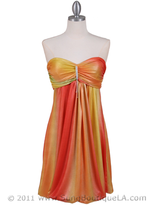 6294 Orange Shimmery Cocktail Dress, Orange