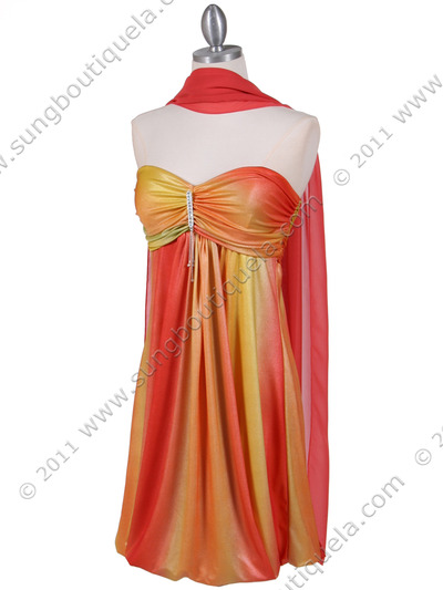6294 Orange Shimmery Cocktail Dress - Orange, Alt View Medium