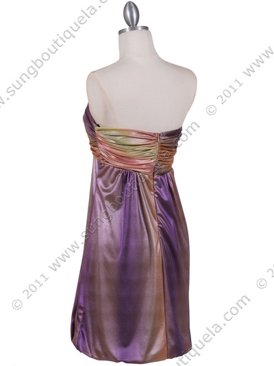 6294 Purple Shimmery Cocktail Dress - Purple, Back View Medium