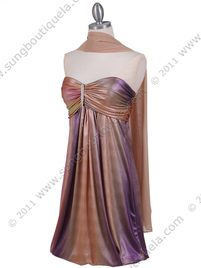 6294 Purple Shimmery Cocktail Dress - Purple, Alt View Medium