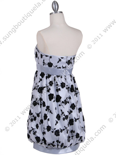 6299 Silver Lace Bubble Dress - Silver, Back View Medium