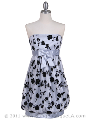 6299 Silver Lace Bubble Dress, Silver