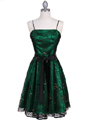 6305 Green Lace Tea Length Dress - Green, Front View Thumbnail
