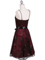 6305 Wine Lace Tea Length Dress - Wine, Back View Thumbnail