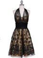 6316 Gold Lace Cocktail Dress - Gold, Front View Thumbnail