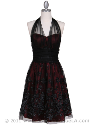 6316 Wine Lace Cocktail Dress, Wine