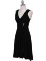 6345 Black Cocktail Dress with Rhinestone Pin - Black, Alt View Thumbnail