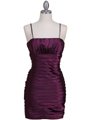 6350 Plum Pleated Cocktail Dress - Plum, Front View Thumbnail