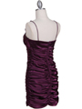 6350 Plum Pleated Cocktail Dress - Plum, Back View Thumbnail