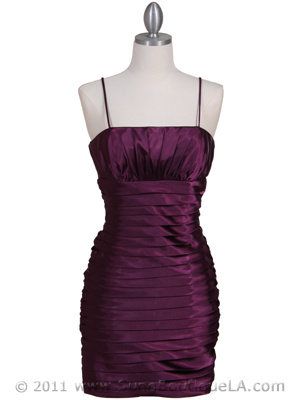 6350 Plum Pleated Cocktail Dress, Plum