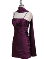 6350 Plum Pleated Cocktail Dress - Plum, Alt View Thumbnail